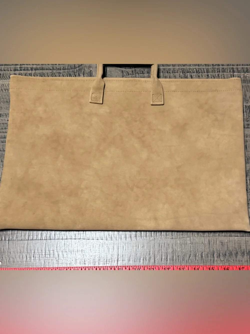 Vtg. Hazel Genuine Mojave Suede Portfolio Tote Bag in Tan (1970’s)